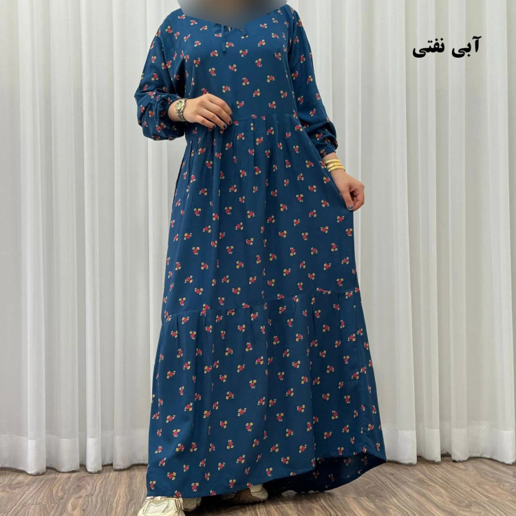 پیراهن ساحلی زنانه گلریز نخی فری سایز تا 48 آیدایی کمربند دار شیک و راحت چهارفصل