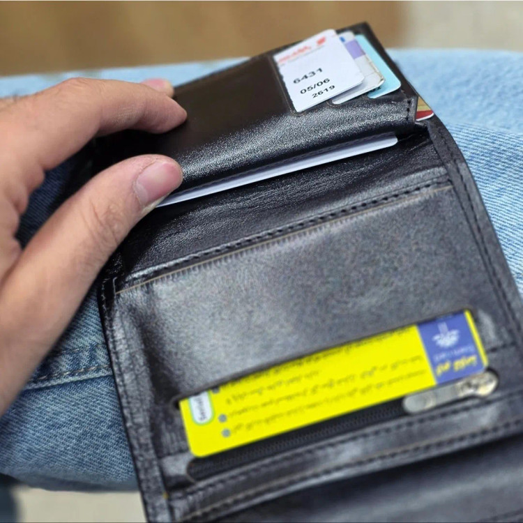 کیف پول چرم مردانه سه لت چرم اصل گاوی