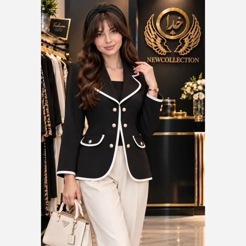ست کت و شلوار زنانه پاییزه سوپرمازراتی پاپیون دار