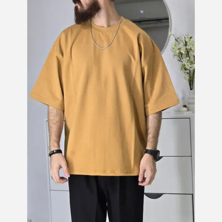 تیشرت باکسی بیسیک پگادور پارچه دورس دو نخ سایز L XL XXL رنگ بندی مداد رنگی