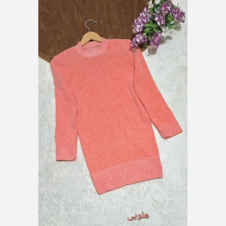 گپ بافت زنانه نیمه بلند مدل طاووس رنگ بندی فری سایز