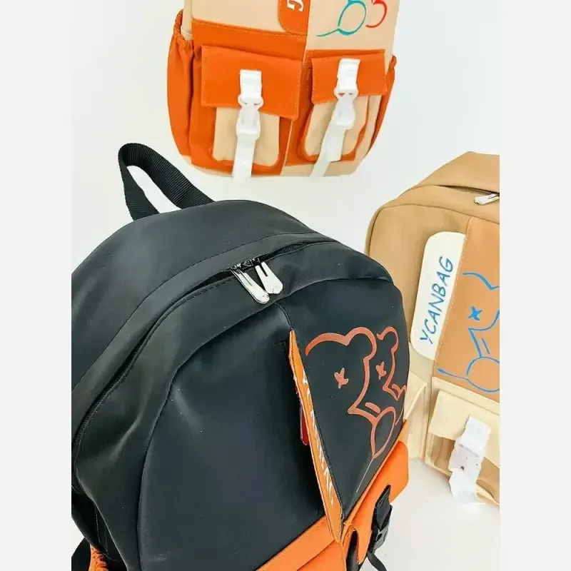 کوله پشتی فانتزی جنس نانسی سایز 42 در 30 رنگ مشکی عسلی نسکافه ای