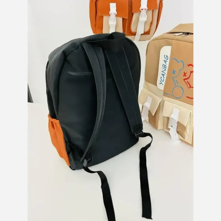 کوله پشتی فانتزی جنس نانسی سایز 42 در 30 رنگ مشکی عسلی نسکافه ای