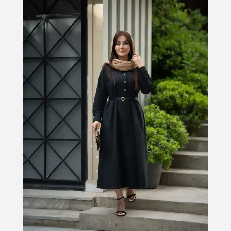 پیراهن زنانه مدل سولین جنس لینن سایز 38 تا 50 قد 125