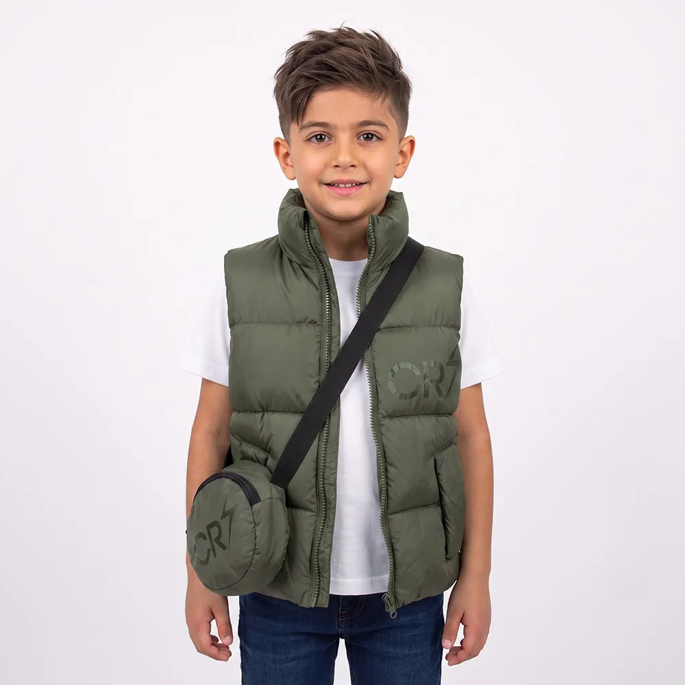 پافر پسرانه شمعی پفکی کیفدار CR7 رنگ یشمی